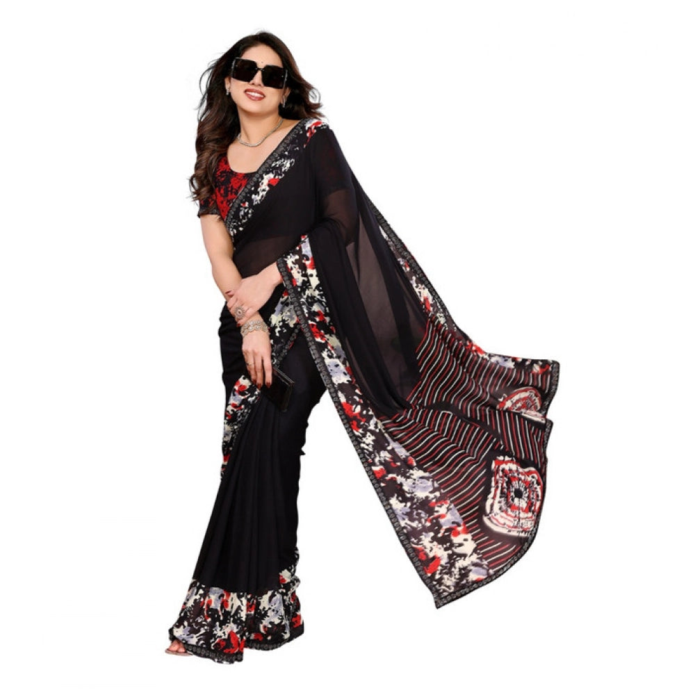 Unique Women's Georgette Printed Saree With Blouse Piece