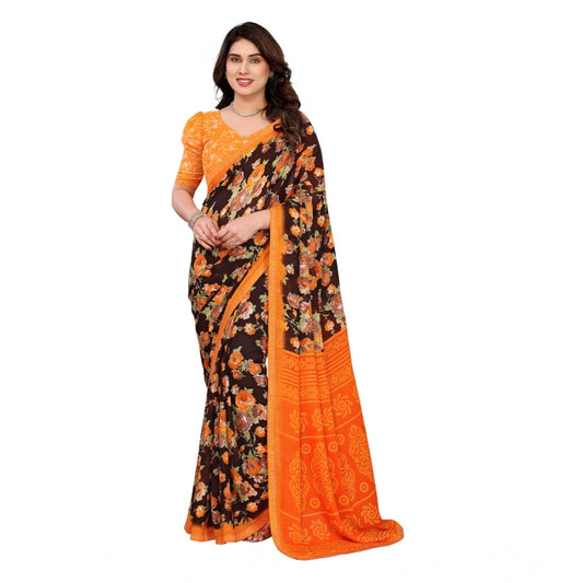 Unique Women's Georgette Printed Saree With Blouse Piece