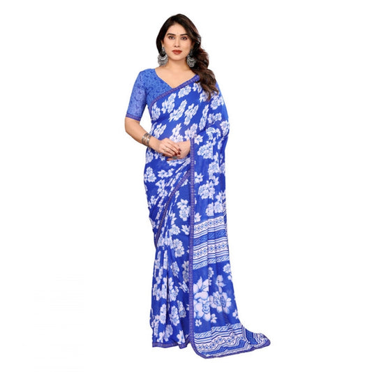 Classic Women's Georgette Printed Saree With Blouse Piece