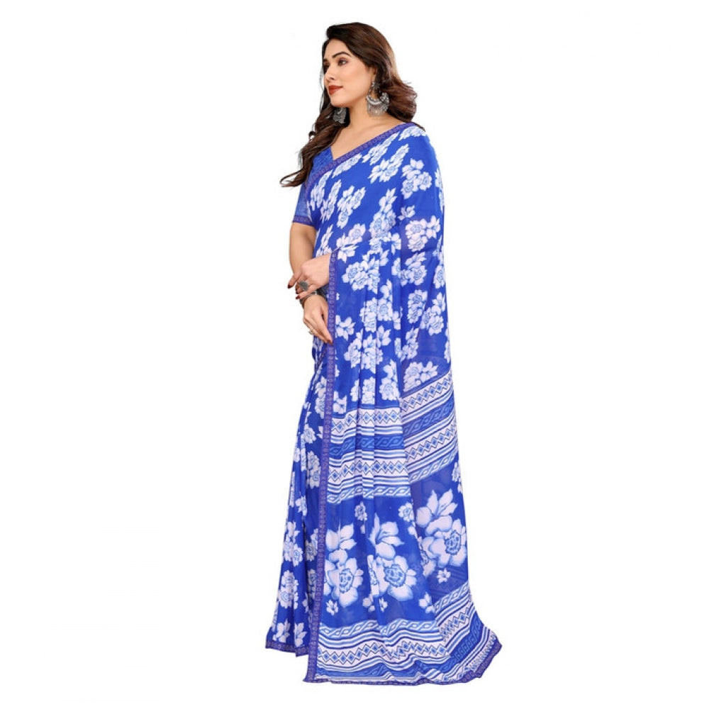 Classic Women's Georgette Printed Saree With Blouse Piece