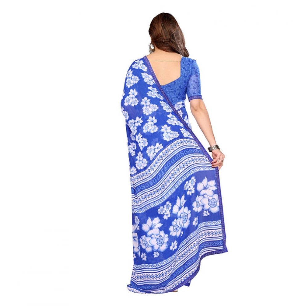 Classic Women's Georgette Printed Saree With Blouse Piece