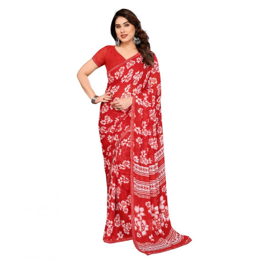 Classic Women's Georgette Printed Saree With Blouse Piece