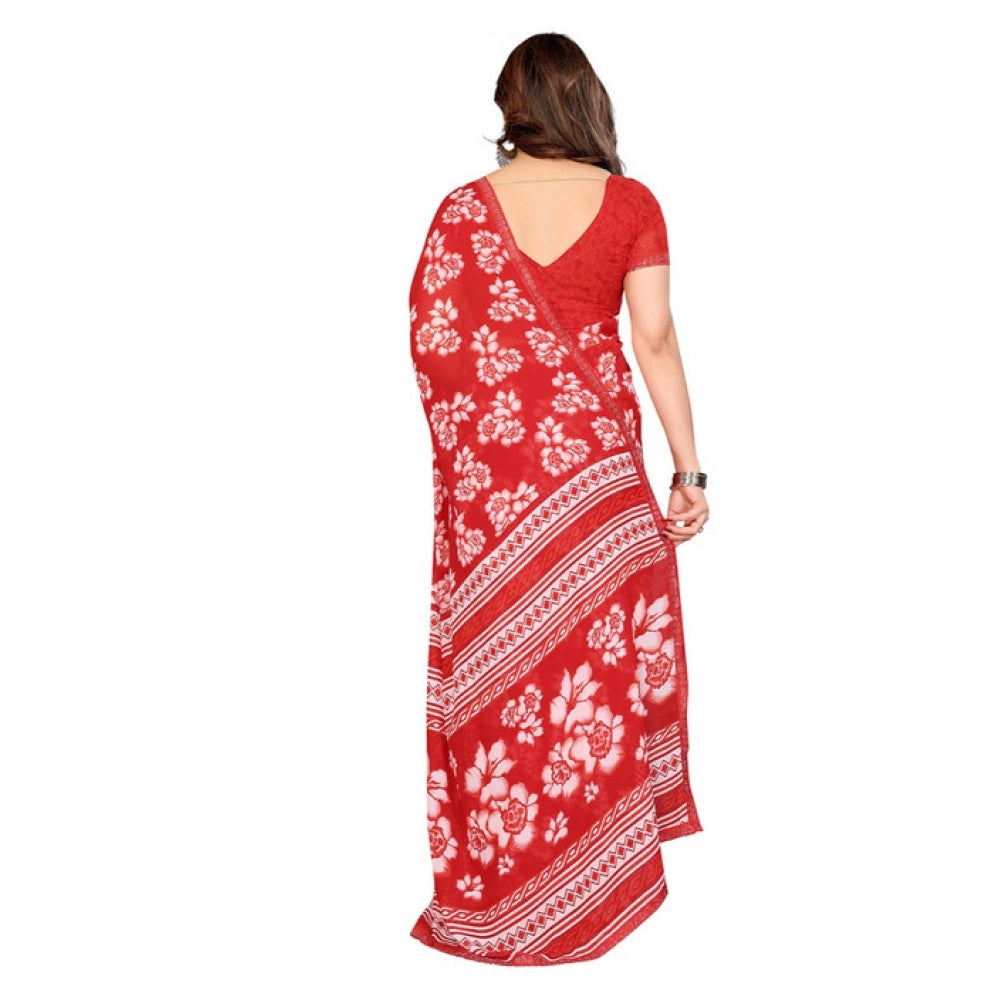 Classic Women's Georgette Printed Saree With Blouse Piece