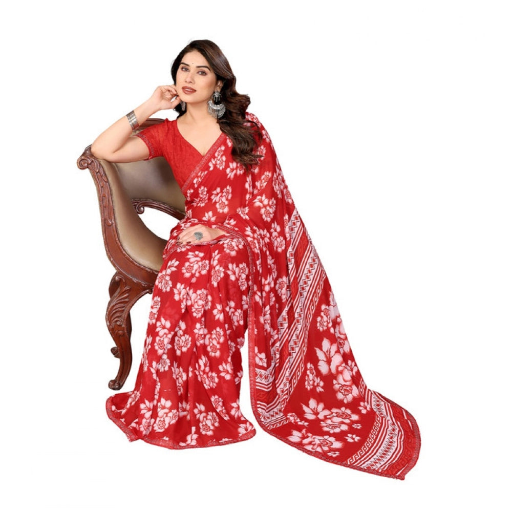 Classic Women's Georgette Printed Saree With Blouse Piece