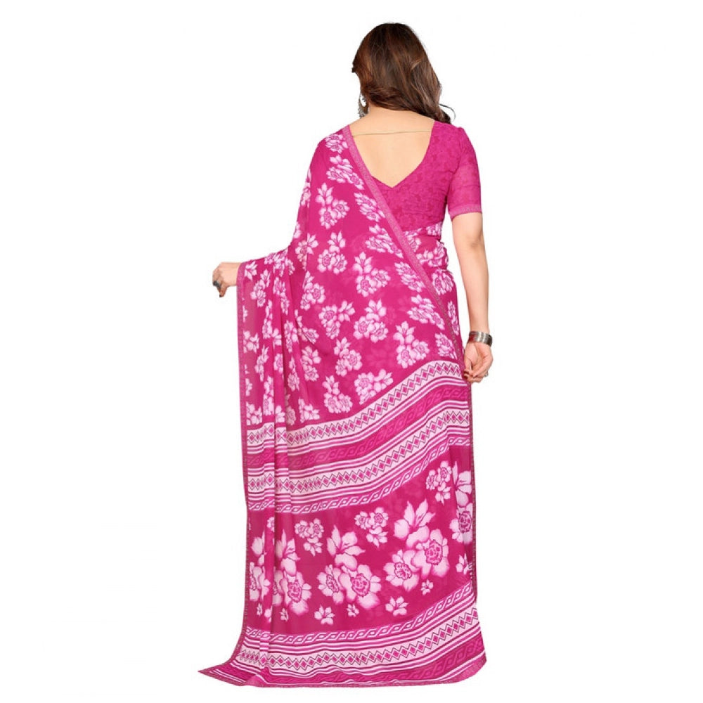 Classic Women's Georgette Printed Saree With Blouse Piece