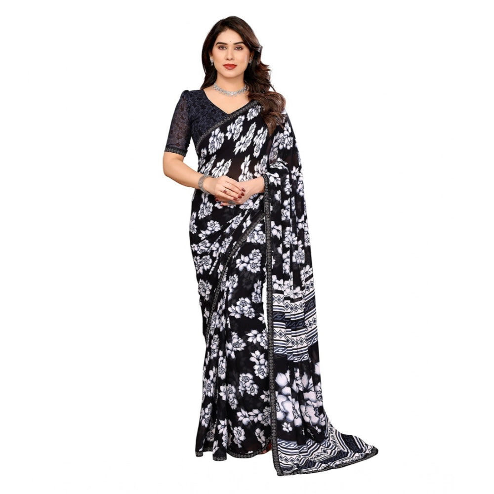 Classic Women's Georgette Printed Saree With Blouse Piece
