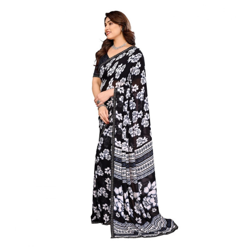 Classic Women's Georgette Printed Saree With Blouse Piece
