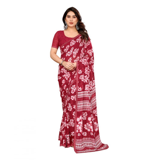 Classic Women's Georgette Printed Saree With Blouse Piece