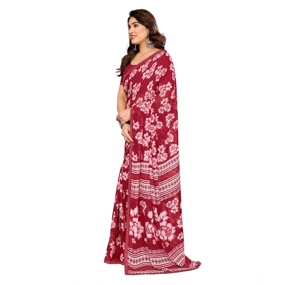 Classic Women's Georgette Printed Saree With Blouse Piece
