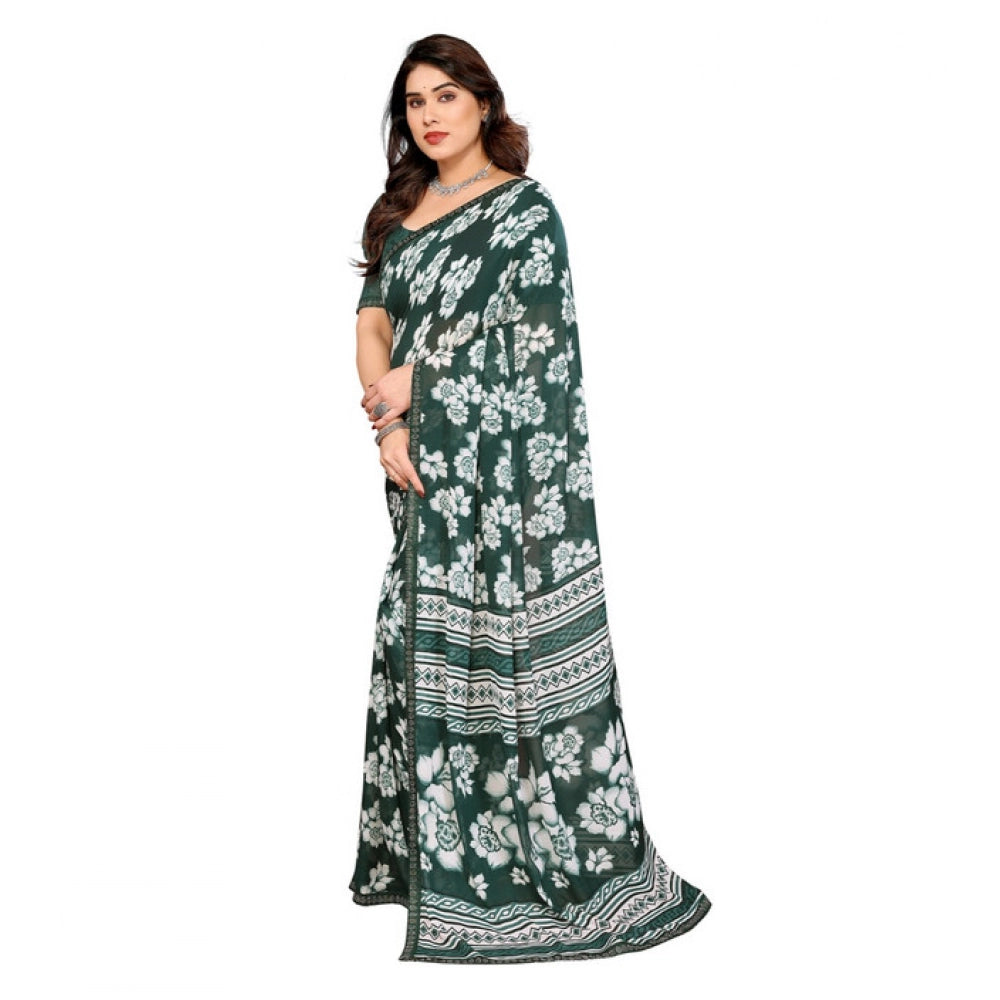 Classic Women's Georgette Printed Saree With Blouse Piece