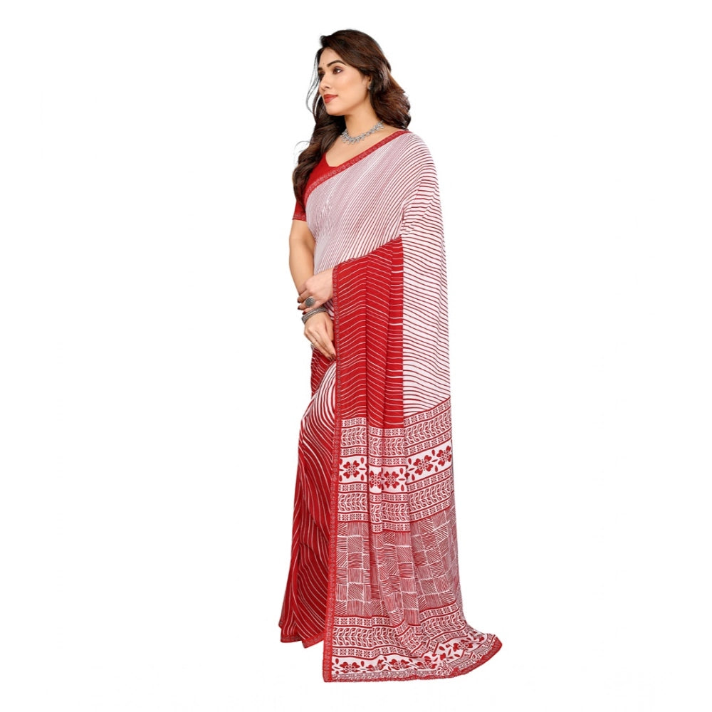 Classic Women's Georgette Printed Saree With Blouse Piece