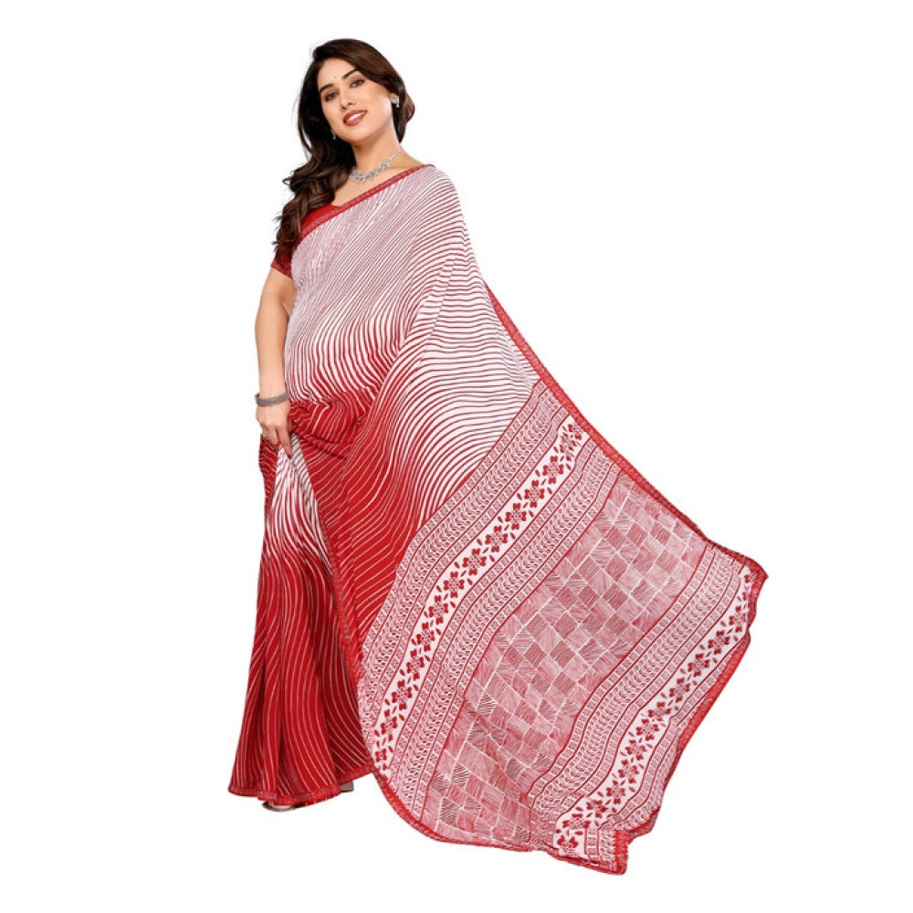 Classic Women's Georgette Printed Saree With Blouse Piece