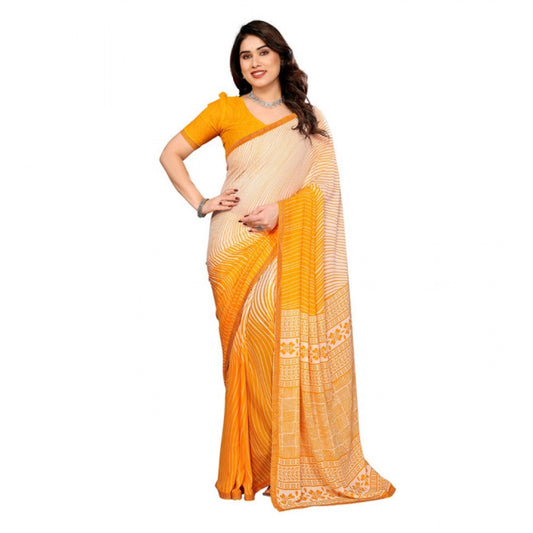 Classic Women's Georgette Printed Saree With Blouse Piece