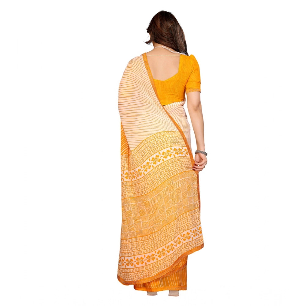 Classic Women's Georgette Printed Saree With Blouse Piece