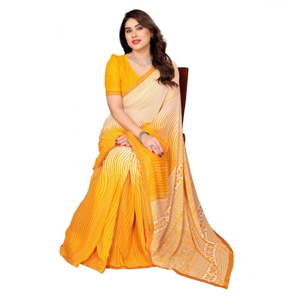 Classic Women's Georgette Printed Saree With Blouse Piece