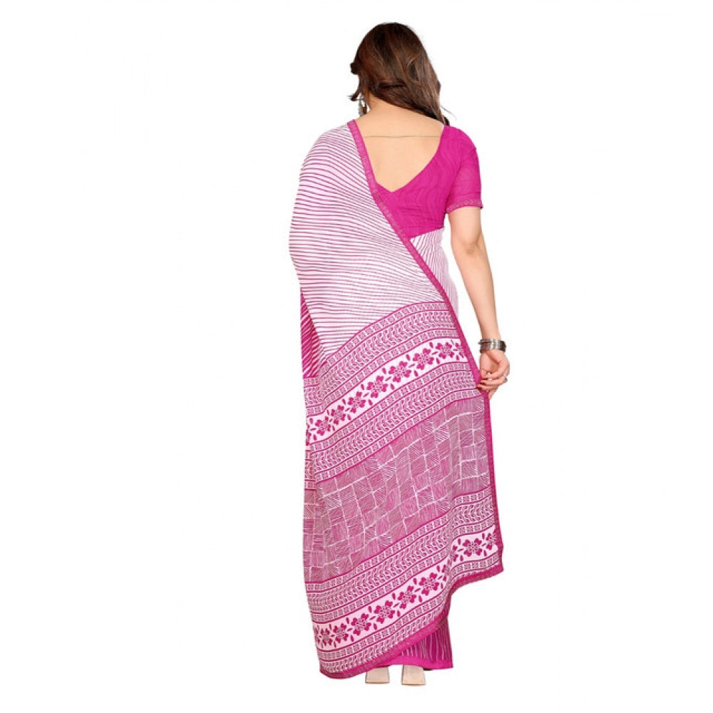 Classic Women's Georgette Printed Saree With Blouse Piece