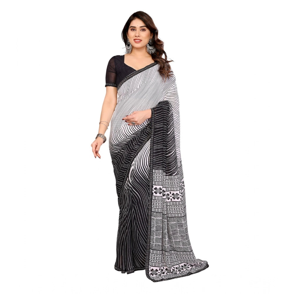Classic Women's Georgette Printed Saree With Blouse Piece