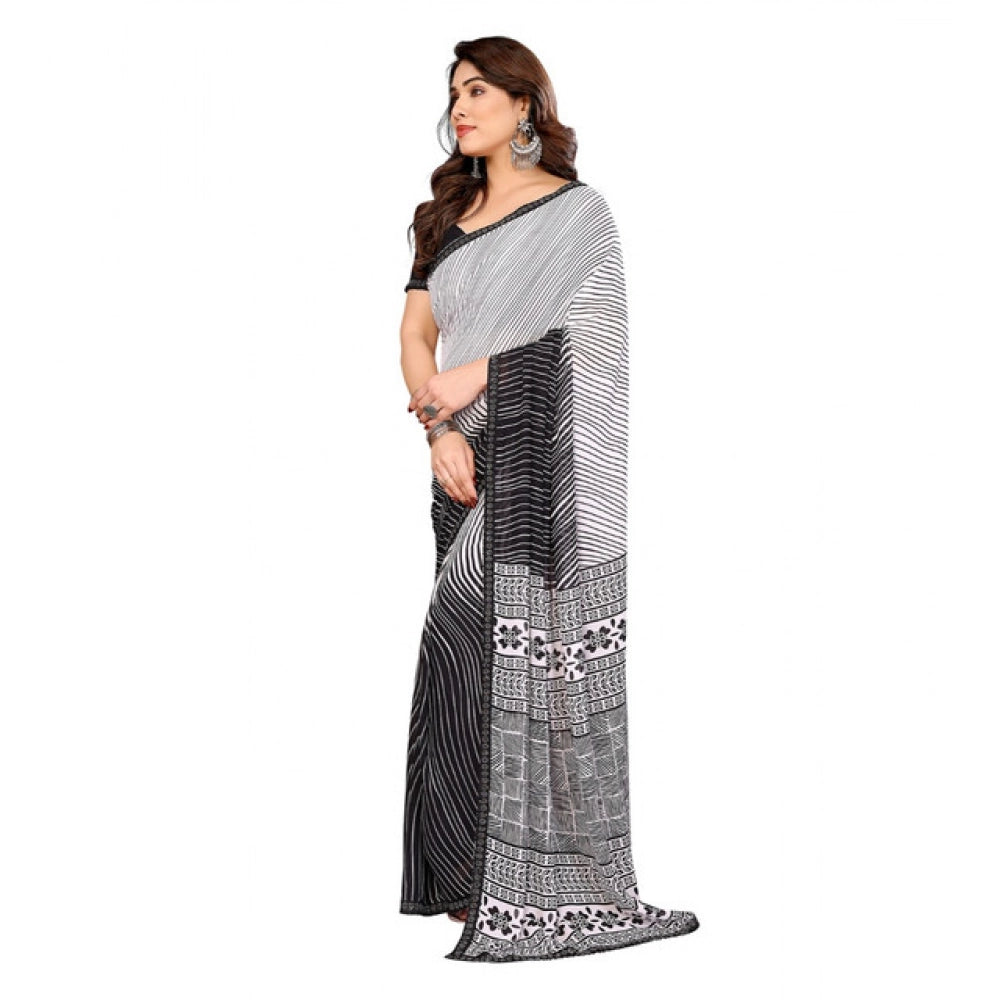 Classic Women's Georgette Printed Saree With Blouse Piece