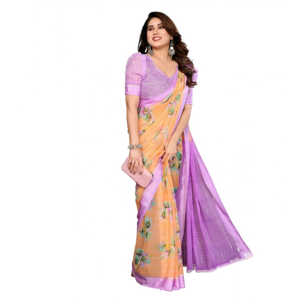Twinkling Women's Georgette Printed Saree With Blouse Piece