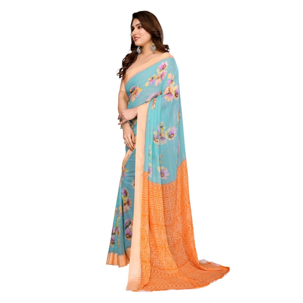 Twinkling Women's Georgette Printed Saree With Blouse Piece