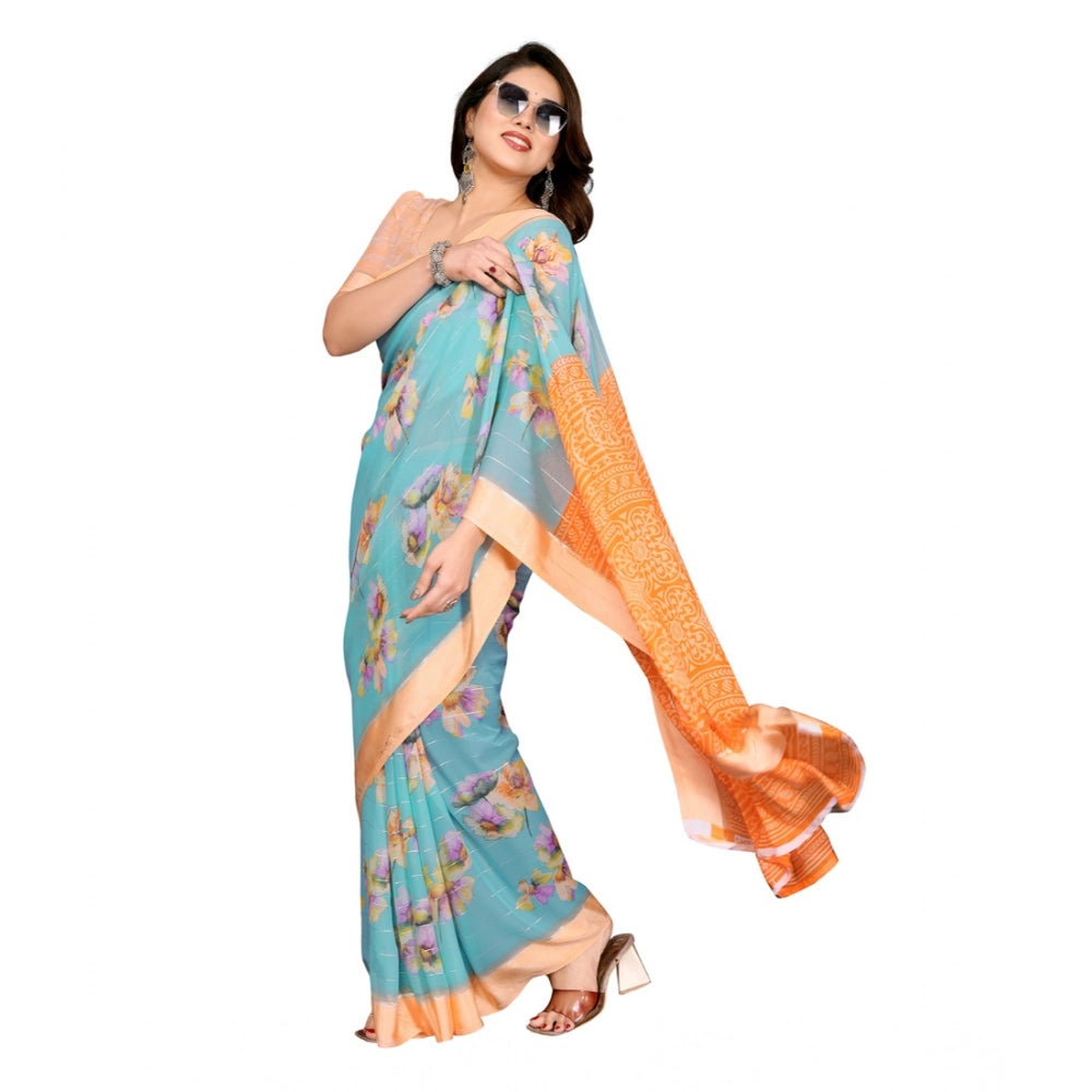 Twinkling Women's Georgette Printed Saree With Blouse Piece