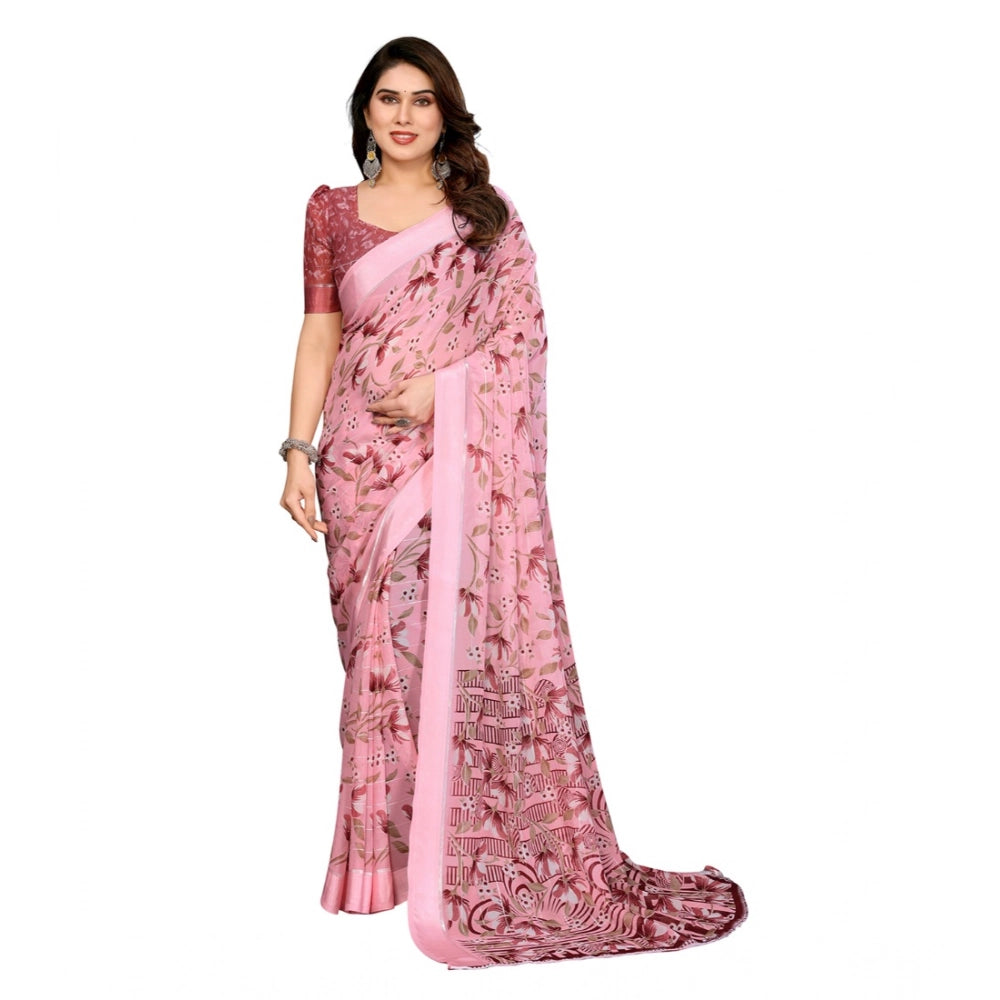 Twinkling Women's Georgette Printed Saree With Blouse Piece