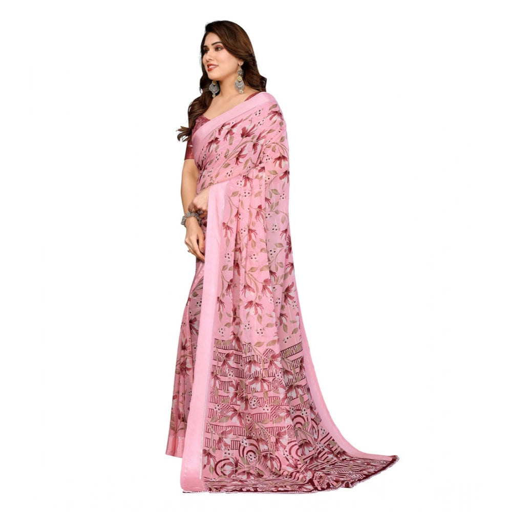 Twinkling Women's Georgette Printed Saree With Blouse Piece
