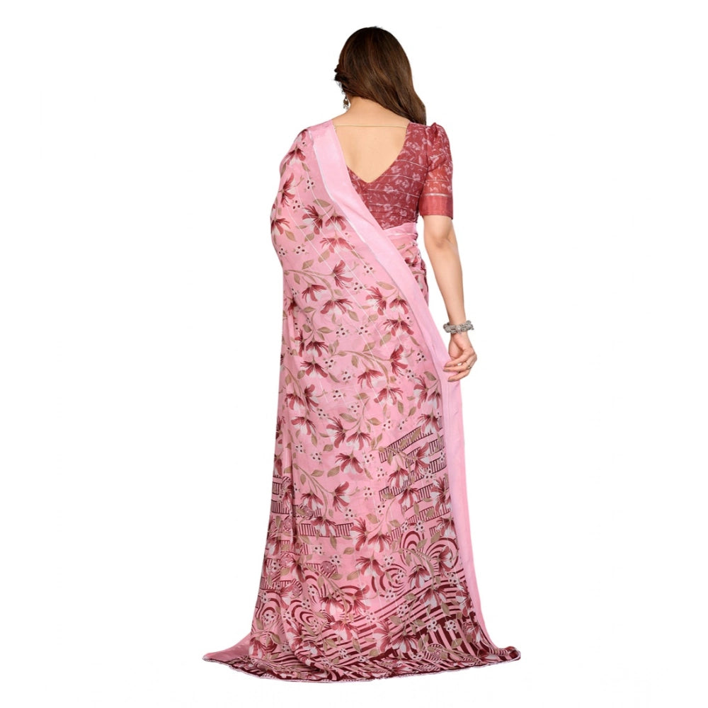 Twinkling Women's Georgette Printed Saree With Blouse Piece