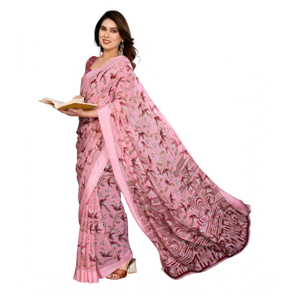 Twinkling Women's Georgette Printed Saree With Blouse Piece