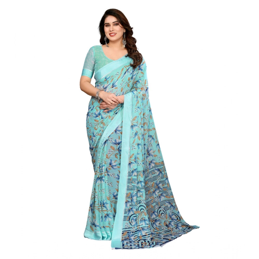 Twinkling Women's Georgette Printed Saree With Blouse Piece