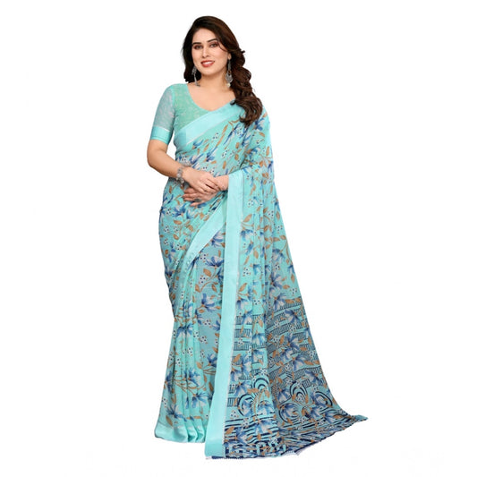 Twinkling Women's Georgette Printed Saree With Blouse Piece