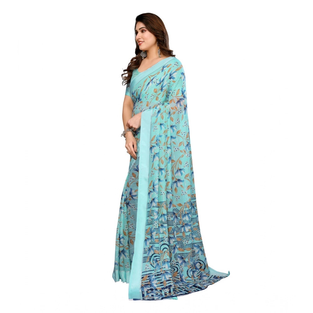 Twinkling Women's Georgette Printed Saree With Blouse Piece