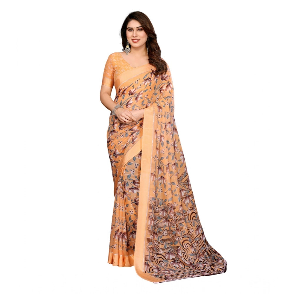 Twinkling Women's Georgette Printed Saree With Blouse Piece