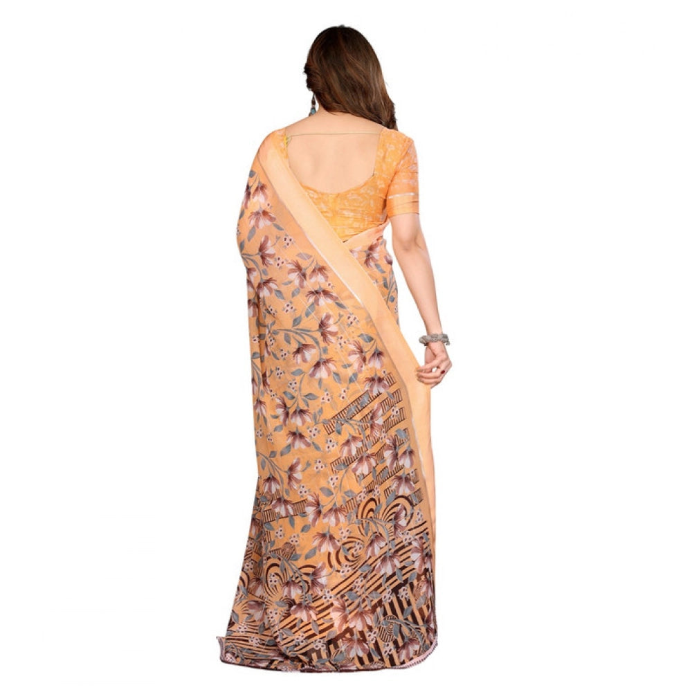 Twinkling Women's Georgette Printed Saree With Blouse Piece