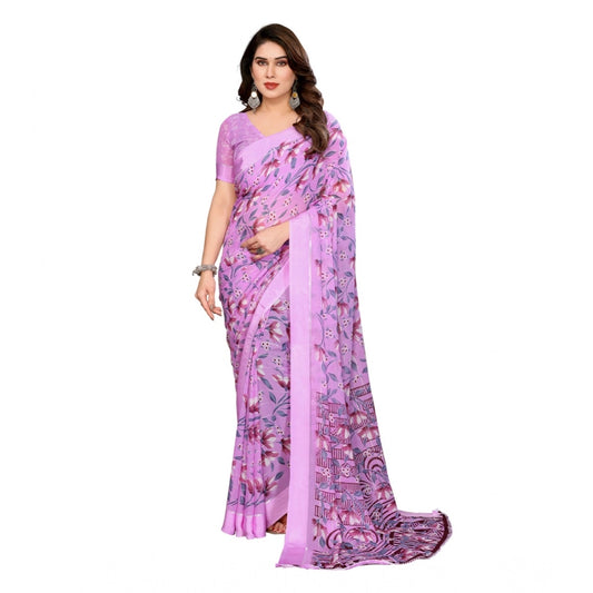Twinkling Women's Georgette Printed Saree With Blouse Piece