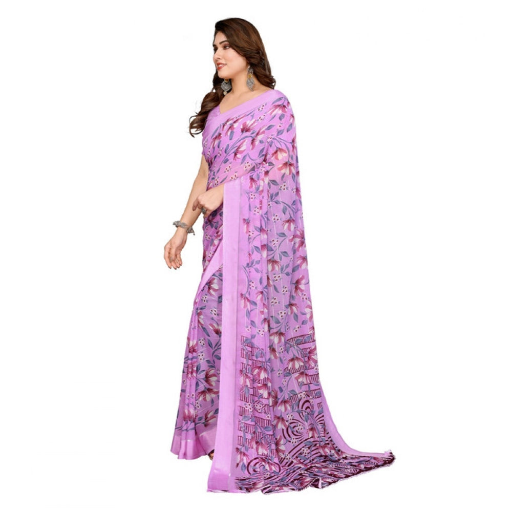 Twinkling Women's Georgette Printed Saree With Blouse Piece