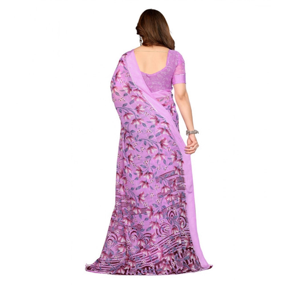 Twinkling Women's Georgette Printed Saree With Blouse Piece