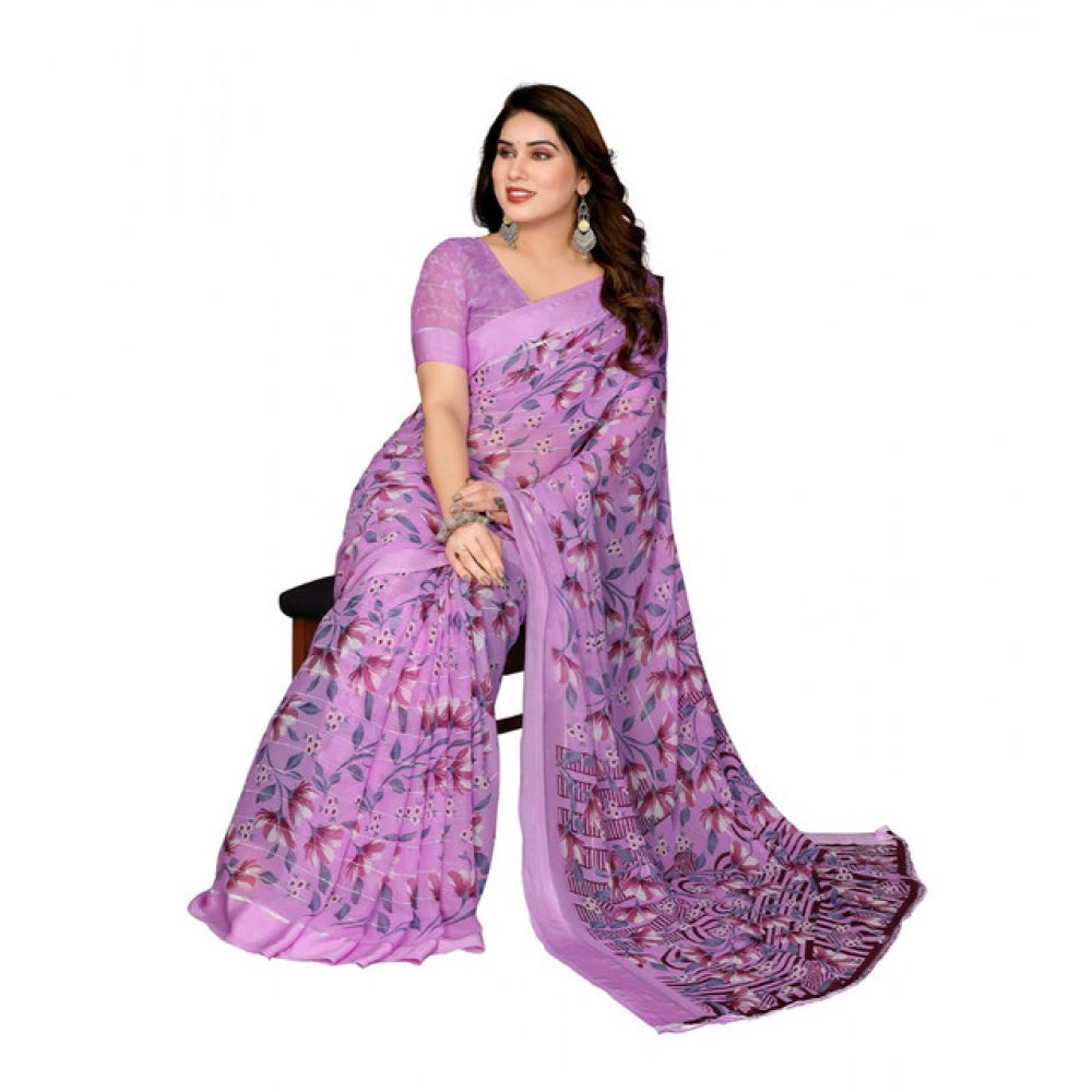 Twinkling Women's Georgette Printed Saree With Blouse Piece