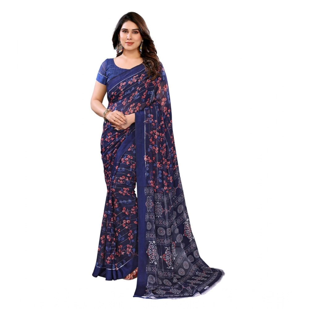 Twinkling Women's Georgette Printed Saree With Blouse Piece