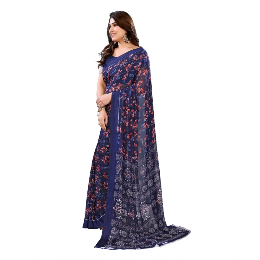 Twinkling Women's Georgette Printed Saree With Blouse Piece