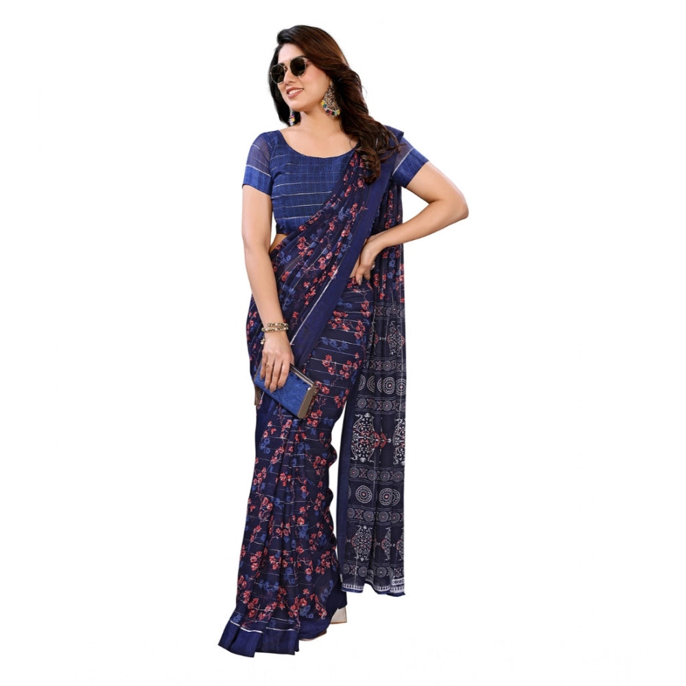 Twinkling Women's Georgette Printed Saree With Blouse Piece