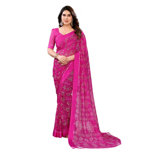 Traditional Women's Georgette Printed Saree With Blouse Piece