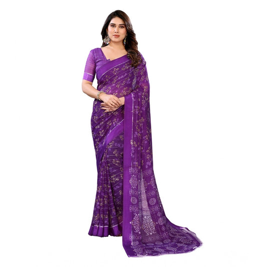 Traditional Women's Georgette Printed Saree With Blouse Piece