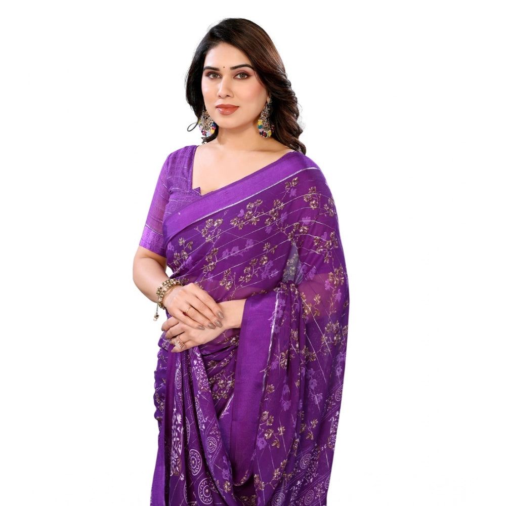 Traditional Women's Georgette Printed Saree With Blouse Piece