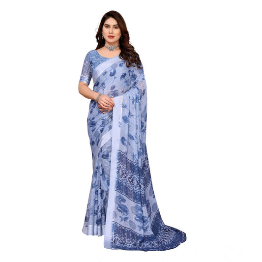 Traditional Women's Georgette Printed Saree With Blouse Piece