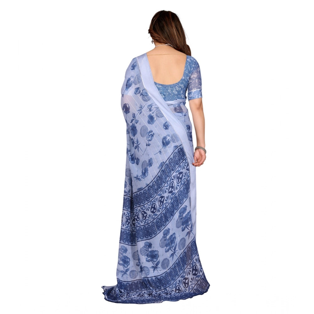 Traditional Women's Georgette Printed Saree With Blouse Piece