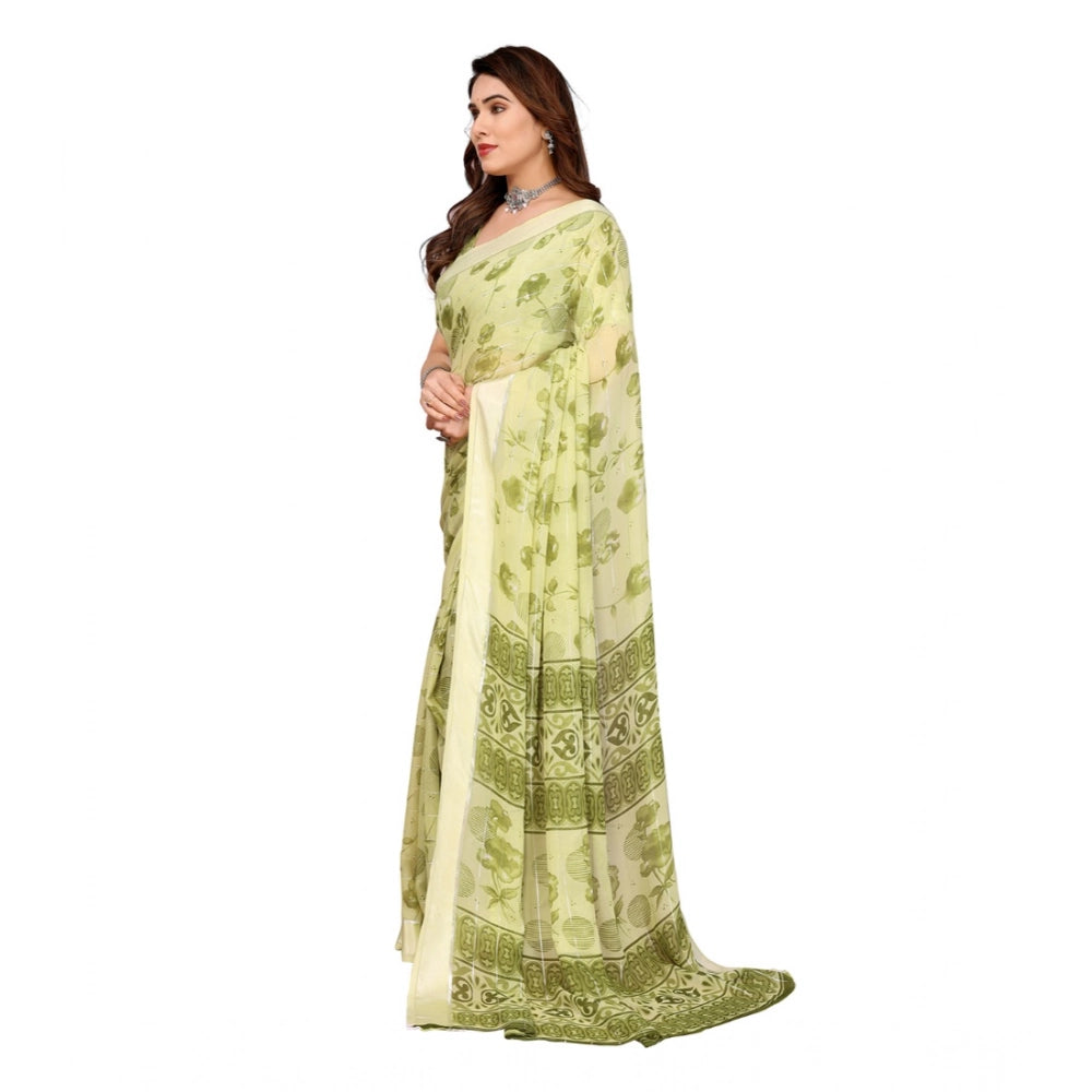 Traditional Women's Georgette Printed Saree With Blouse Piece