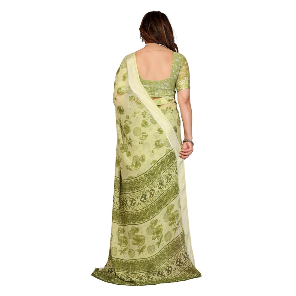 Traditional Women's Georgette Printed Saree With Blouse Piece