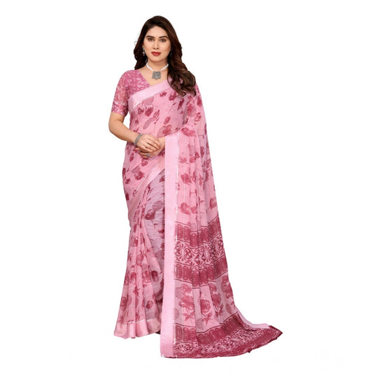 Traditional Women's Georgette Printed Saree With Blouse Piece