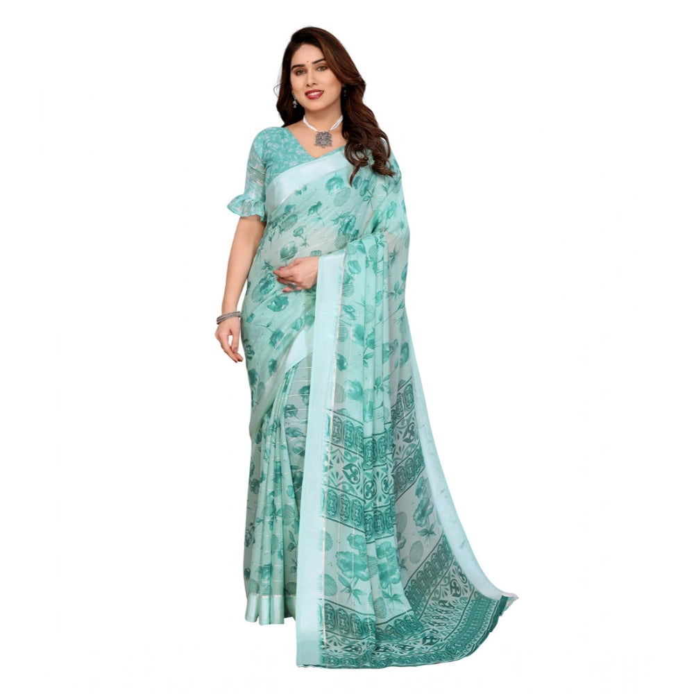 Traditional Women's Georgette Printed Saree With Blouse Piece